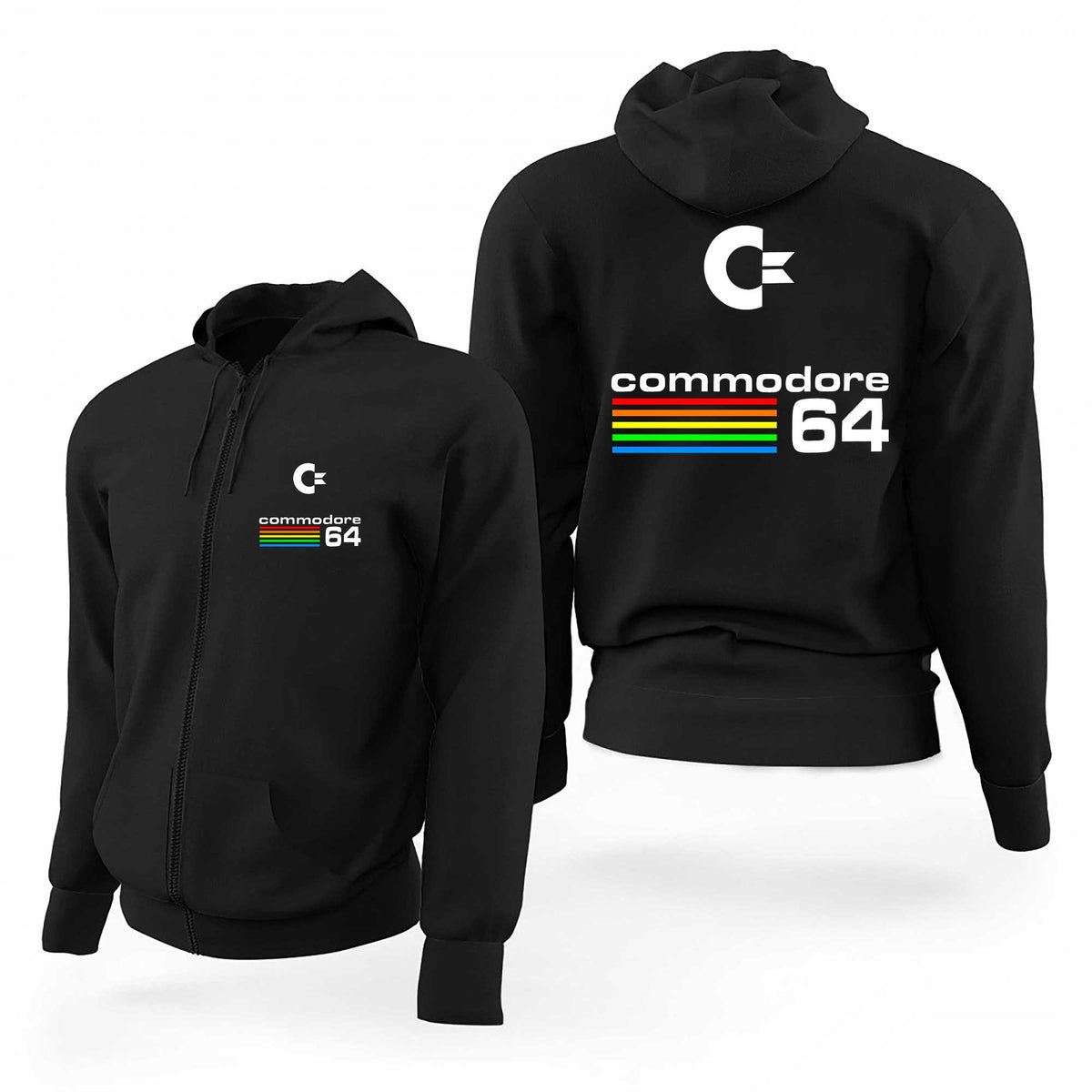 Commodore Vintage Logo Siyah Fermuarlı Limited Edition Kapşonlu Sweatshirt