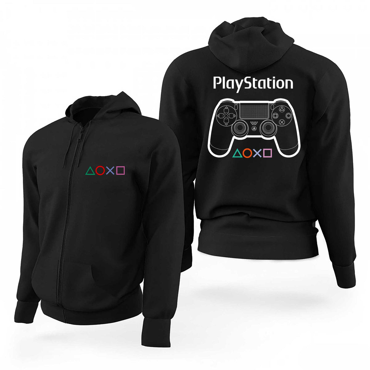 Playstation Consol Gamepad Text Siyah Fermuarlı Limited Edition Kapşonlu Sweatshirt