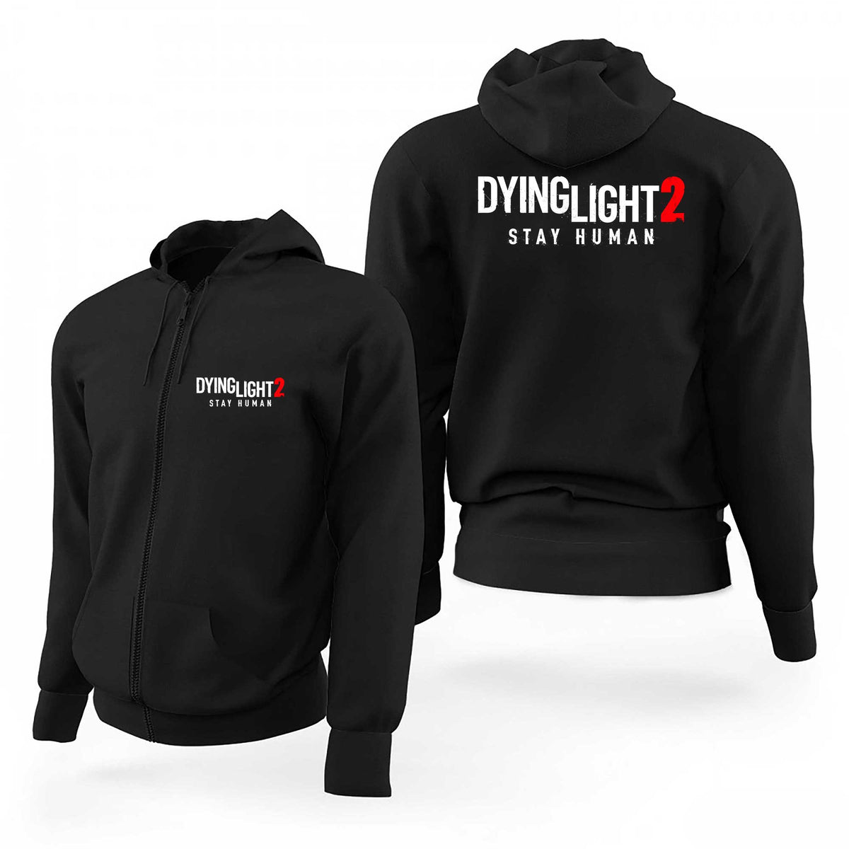 Dying Light Stay Human Logo Siyah Fermuarlı Limited Edition Kapşonlu Sweatshirt