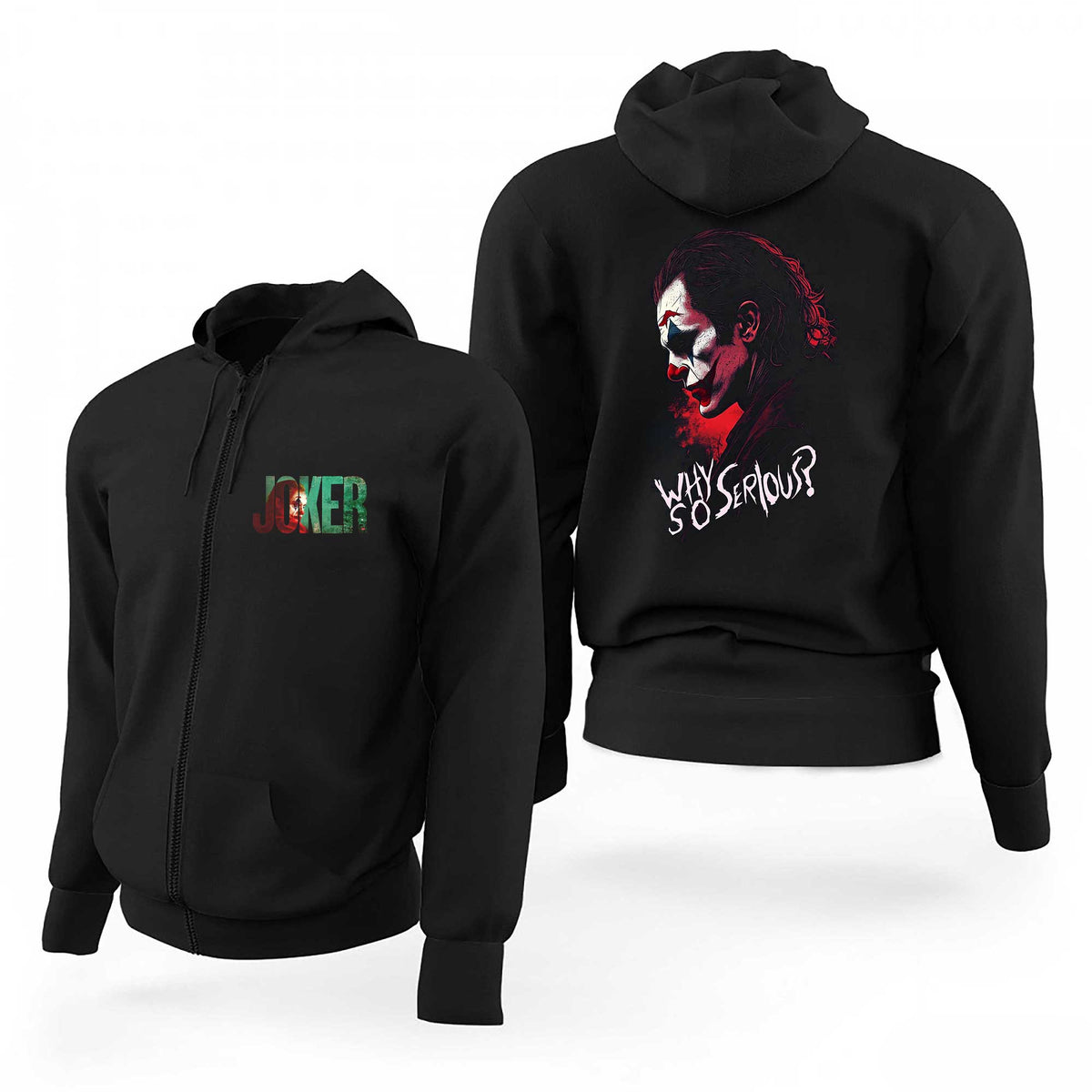 Joker Text Silüet Siyah Fermuarlı Limited Edition Kapşonlu Sweatshirt