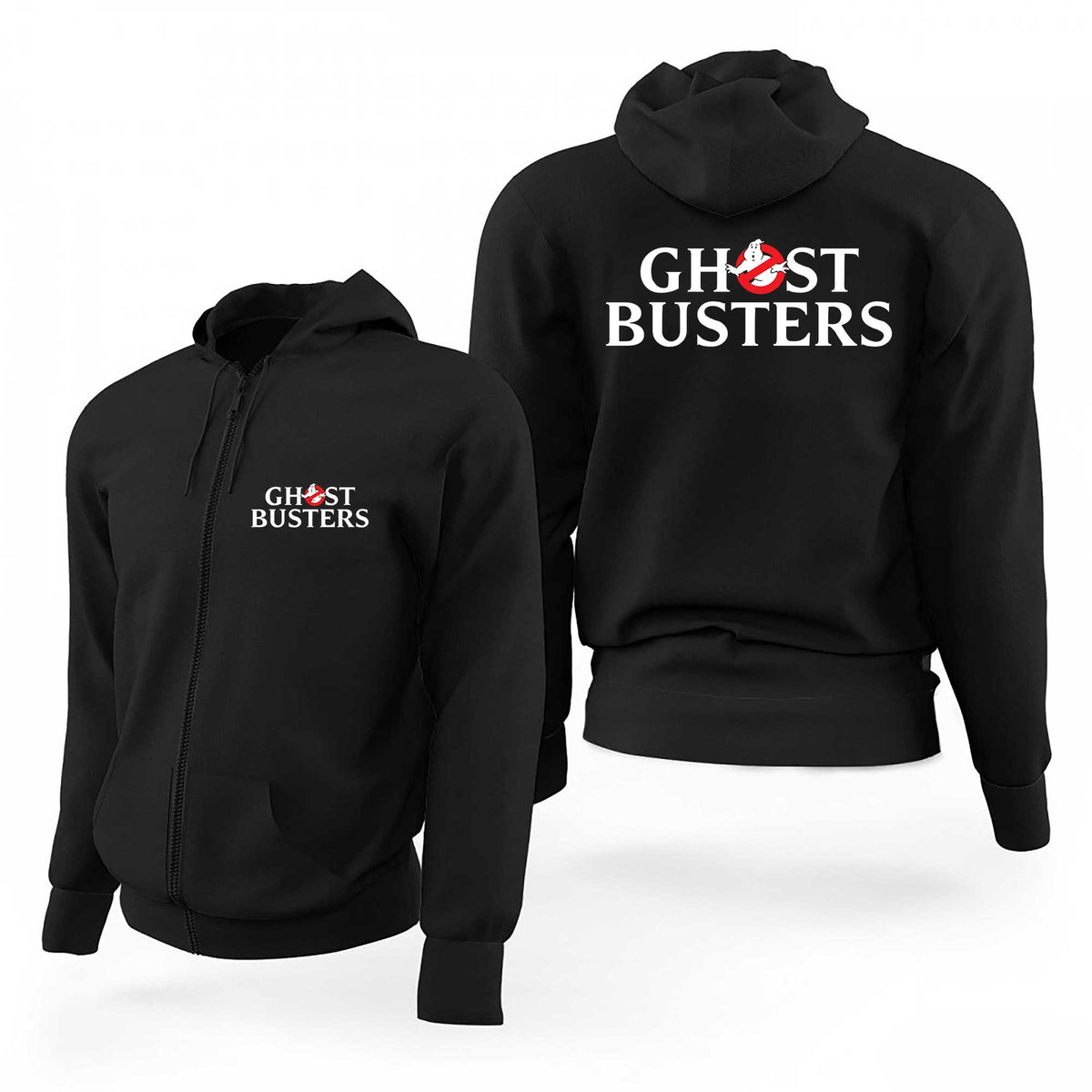 Ghostbuster Text Logo Splash Siyah Fermuarlı Limited Edition Kapşonlu Sweatshirt