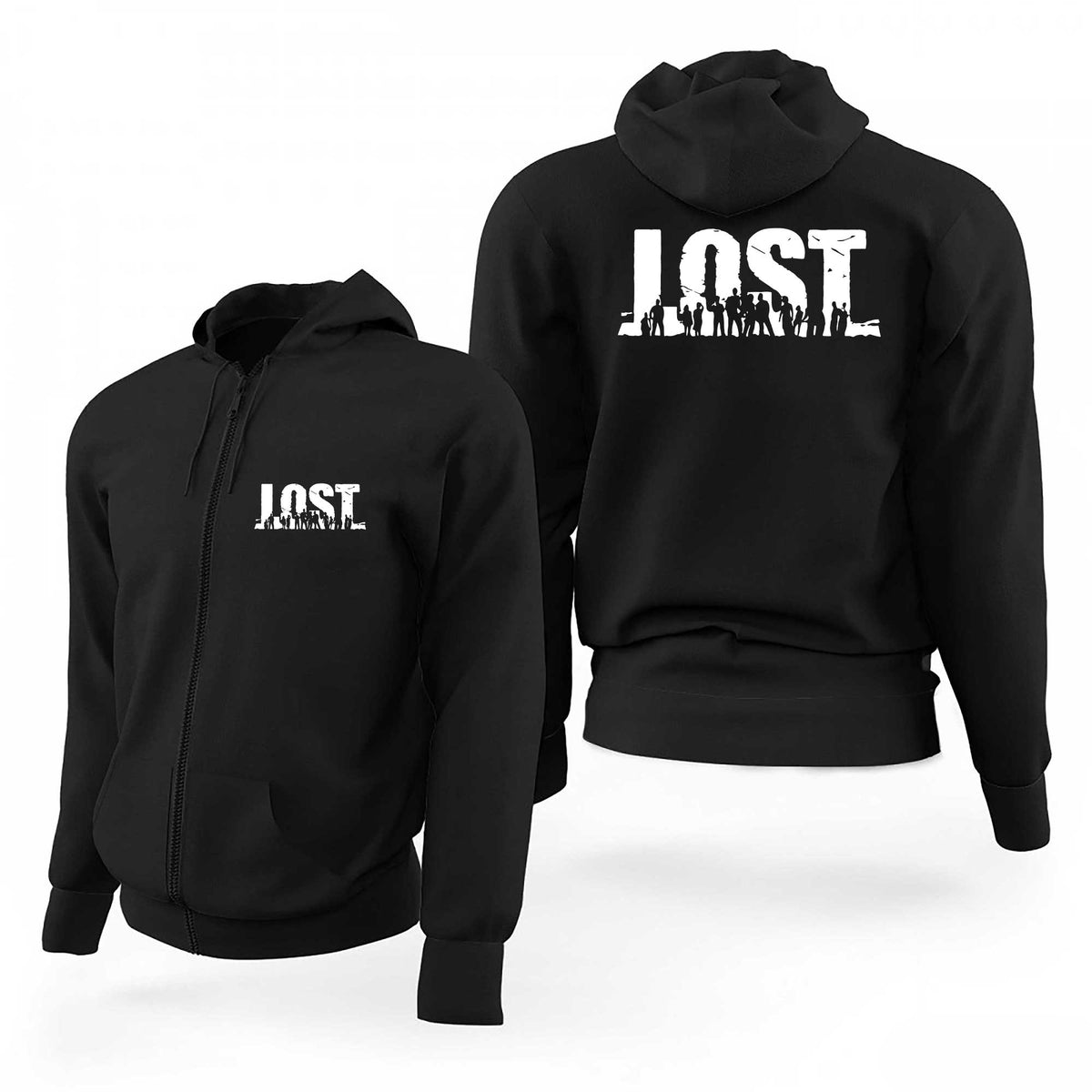 Lost Text Silüet Siyah Fermuarlı Limited Edition Kapşonlu Sweatshirt