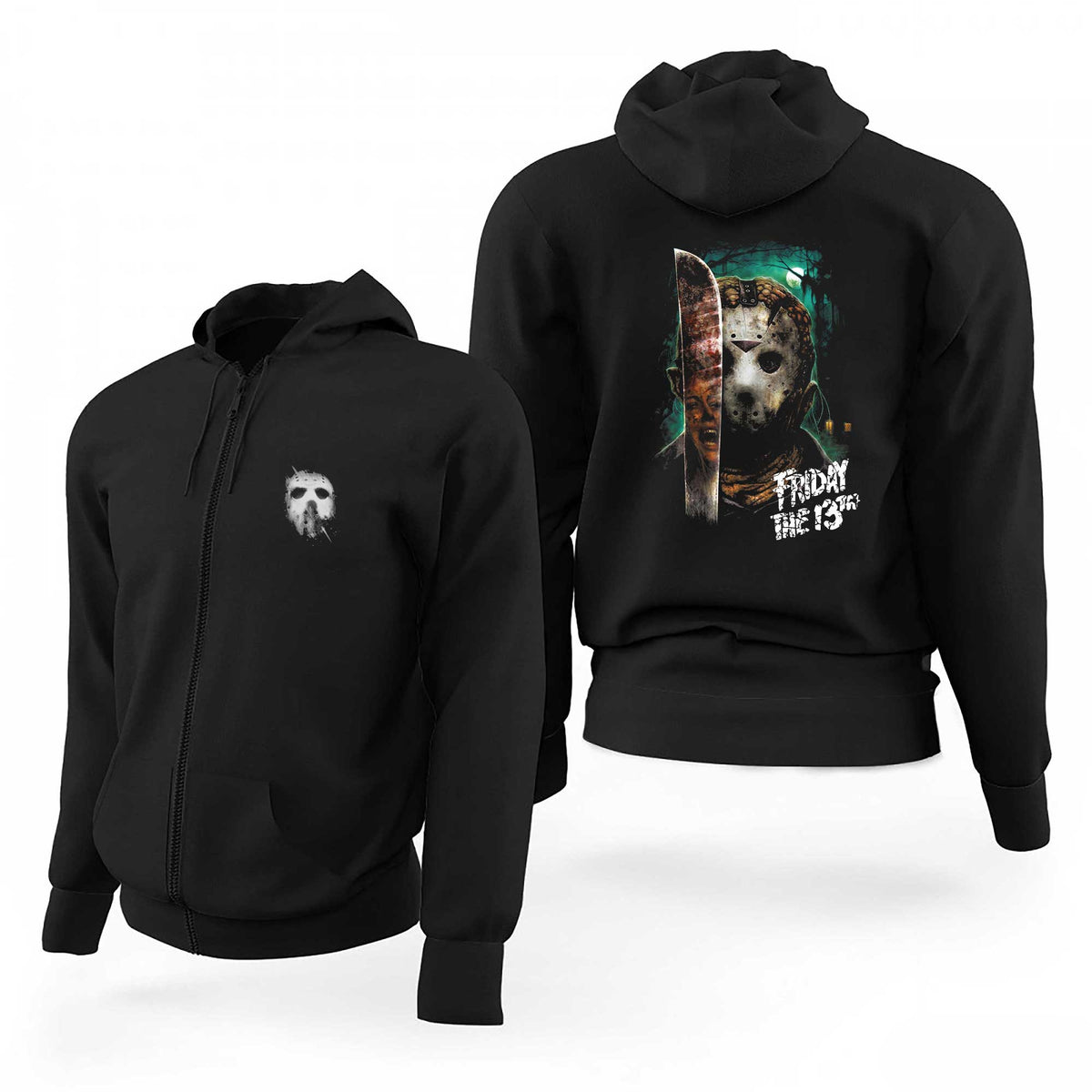 Friday The 13 Silüet Poster Siyah Fermuarlı Limited Edition Kapşonlu Sweatshirt