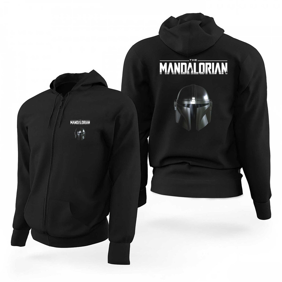 Mandalorian Logo Helmet Siyah Fermuarlı Limited Edition Kapşonlu Sweatshirt