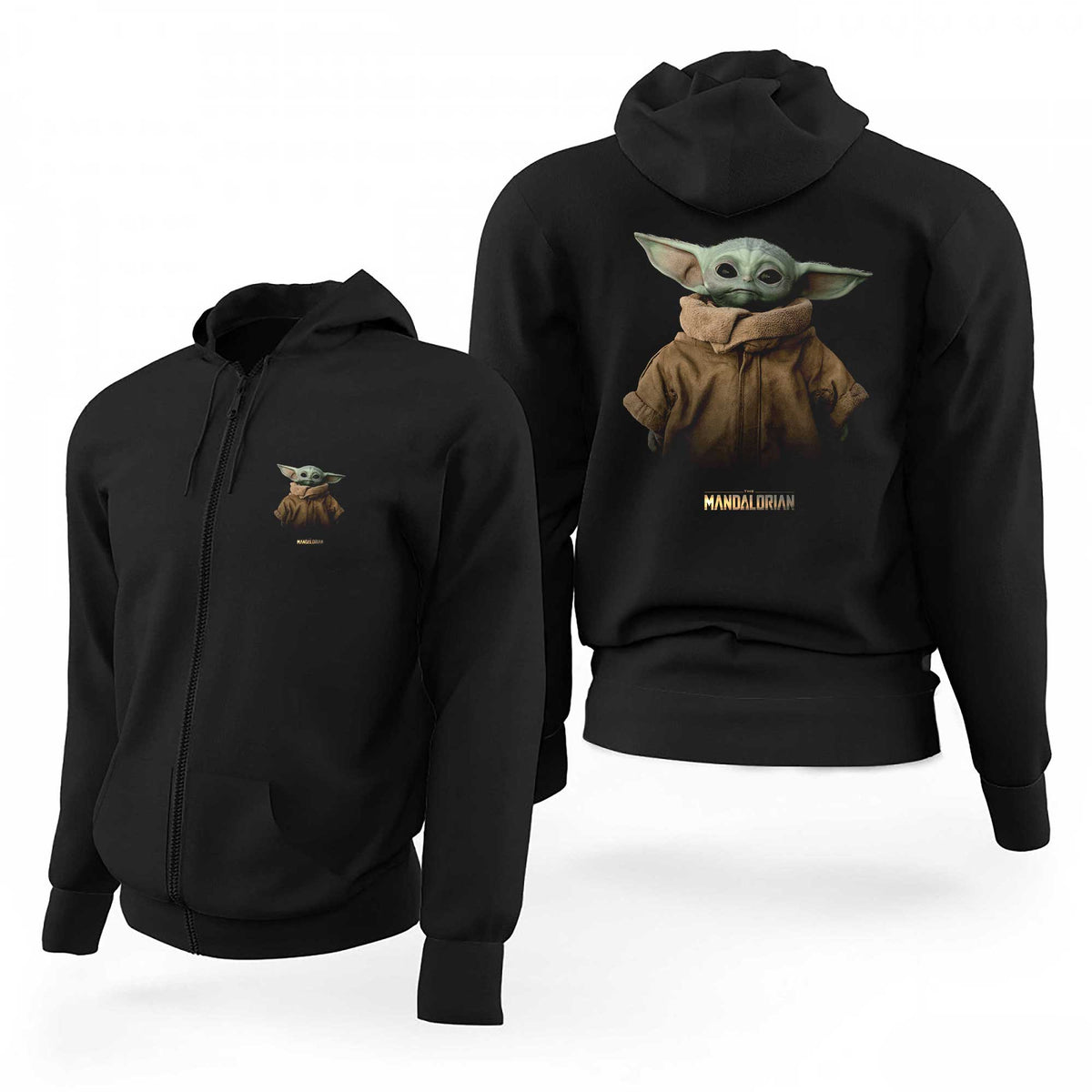 Star Wars Baby Yoda Fade Siyah Fermuarlı Limited Edition Kapşonlu Sweatshirt