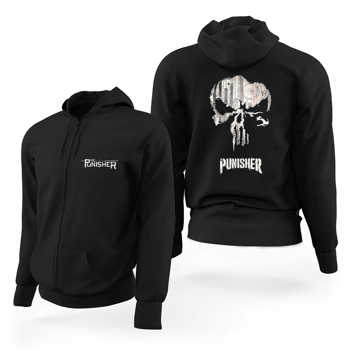 Punisher Aim Confident Siyah Fermuarlı Limited Edition Kapşonlu Sweatshirt