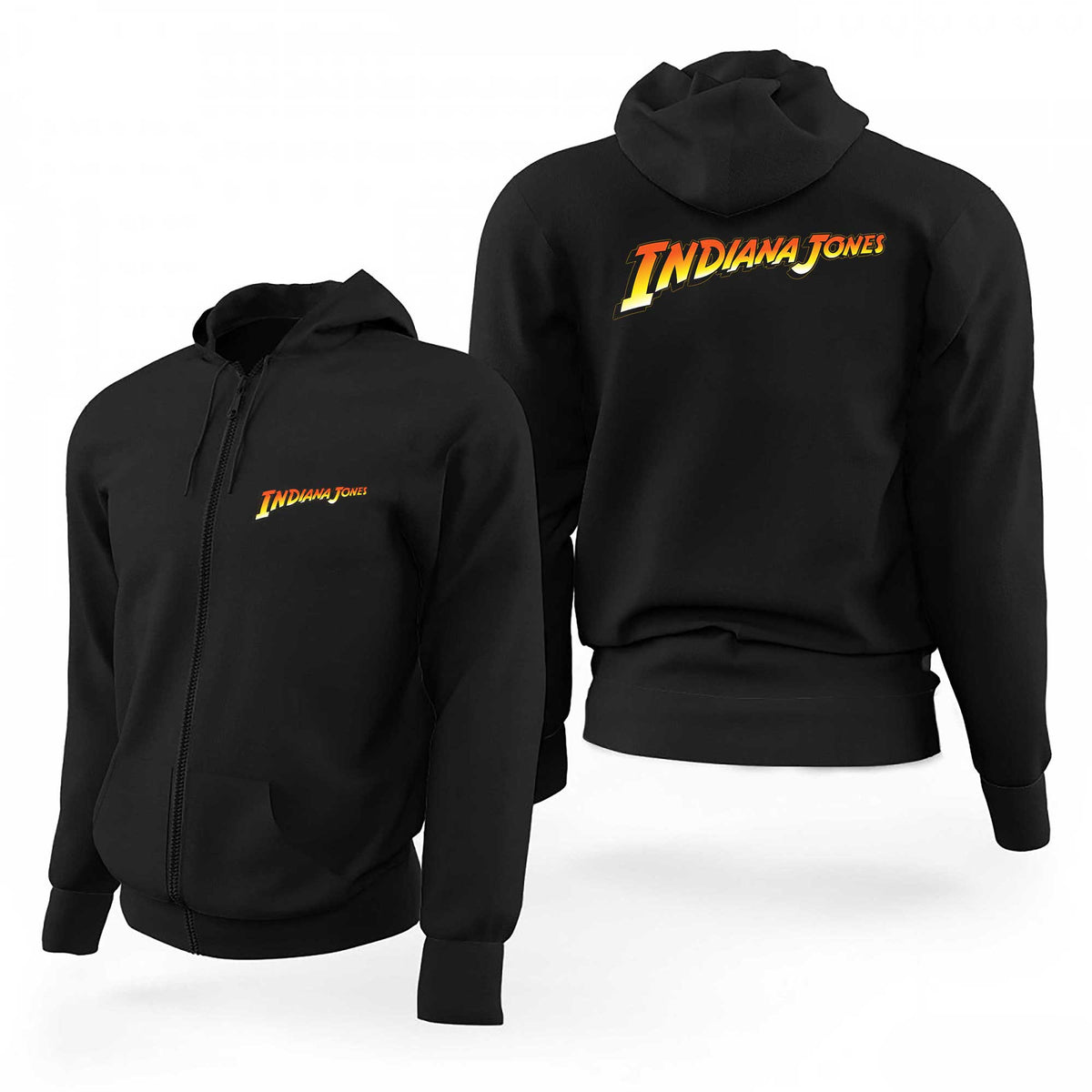 Indiana Jones Color Text Siyah Fermuarlı Limited Edition Kapşonlu Sweatshirt