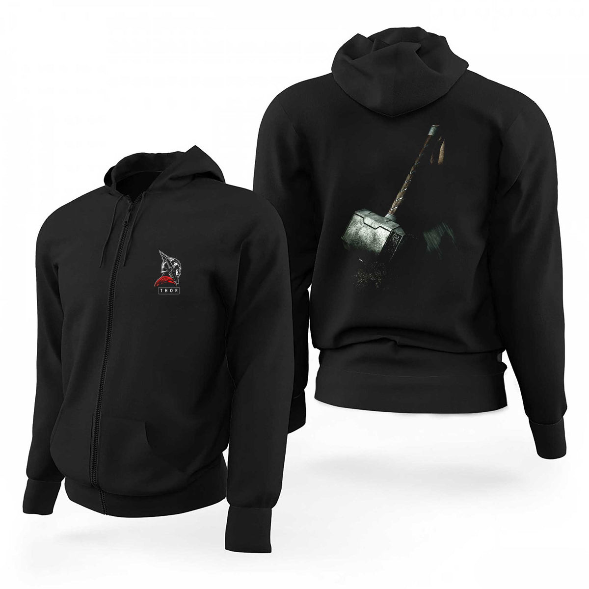 Thor Ragnarok 2 Mjolnir Siyah Fermuarlı Limited Edition Kapşonlu Sweatshirt