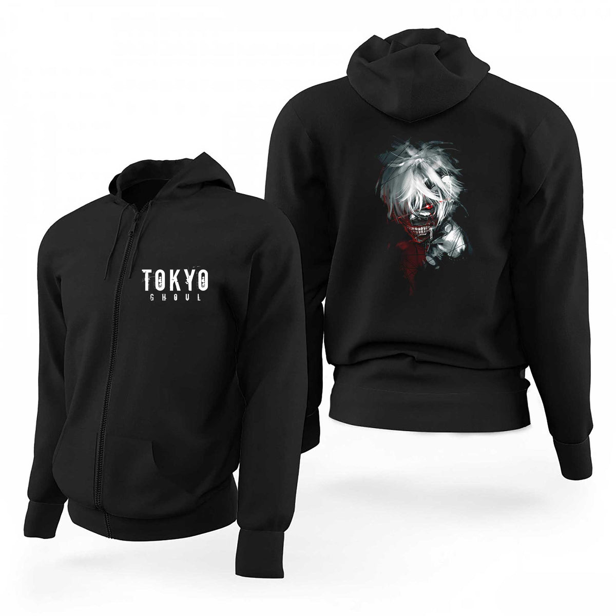 Tokyo Ghoul Logo Ghoul Siyah Fermuarlı Limited Edition Kapşonlu Sweatshirt