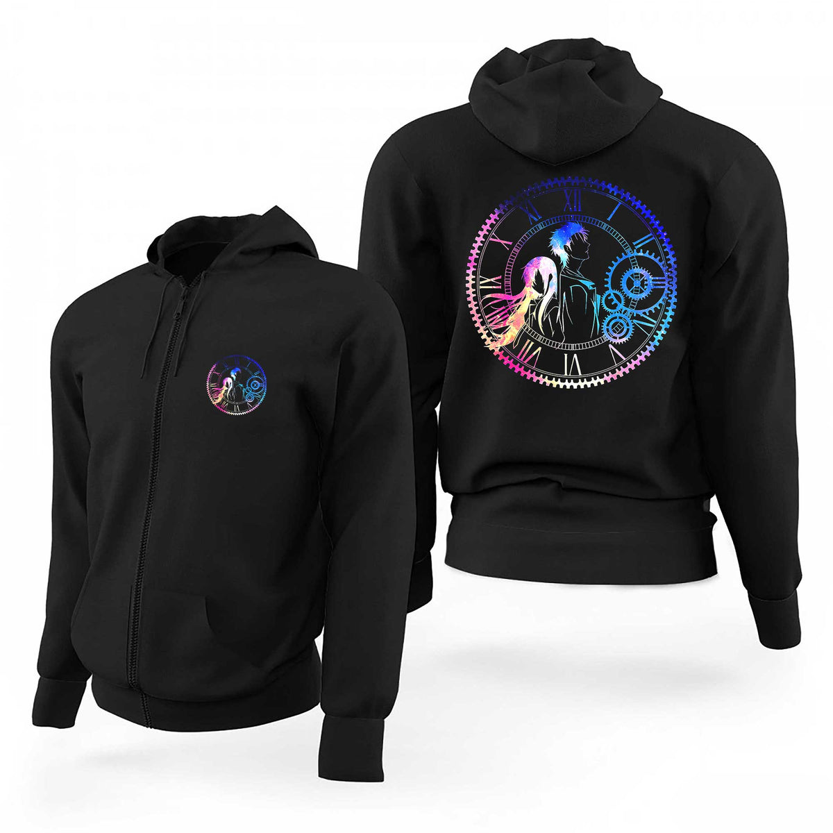 Steins Gate Loving Mix Colors Siyah Fermuarlı Limited Edition Kapşonlu Sweatshirt