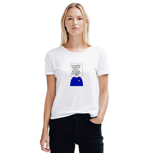 Mevzular Karışık Beyaz Kadın Tişört