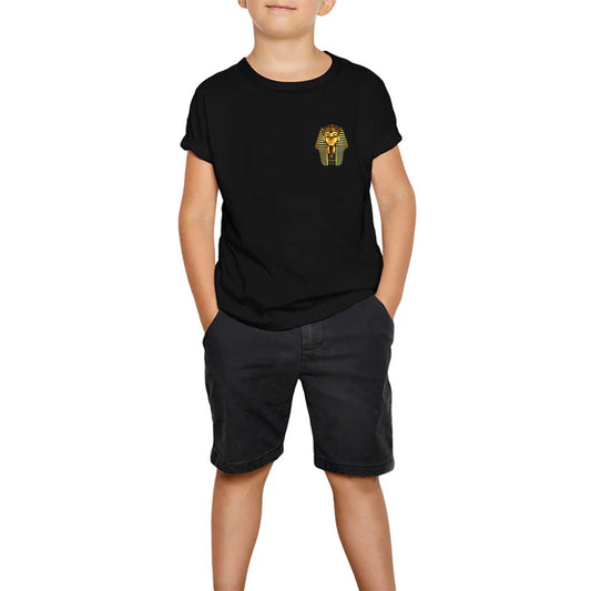Mısır Firavun Gold Logo Siyah Çocuk Tişört