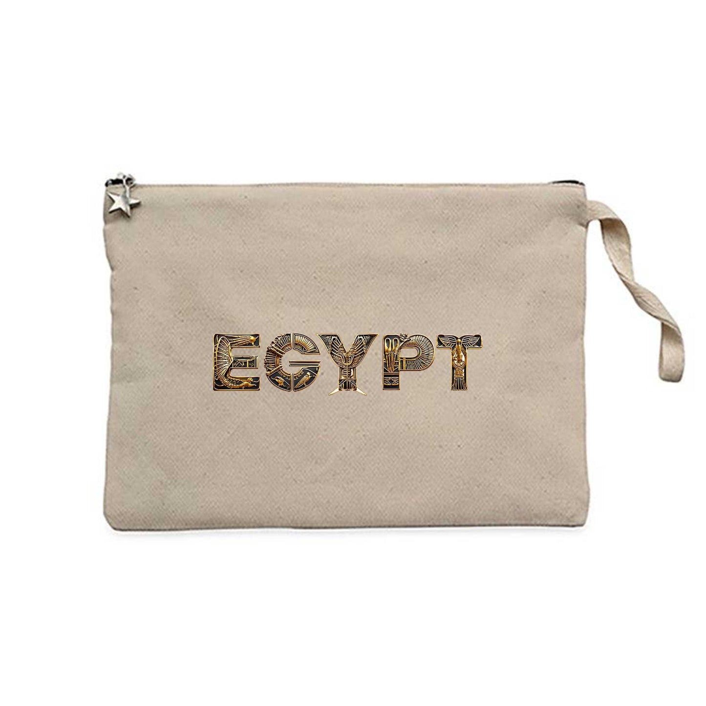 Altın Hiyeroglif Egypt Krem El Çantası Cüzdan