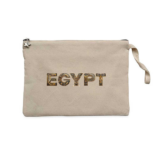 Altın Hiyeroglif Egypt Krem El Çantası Cüzdan