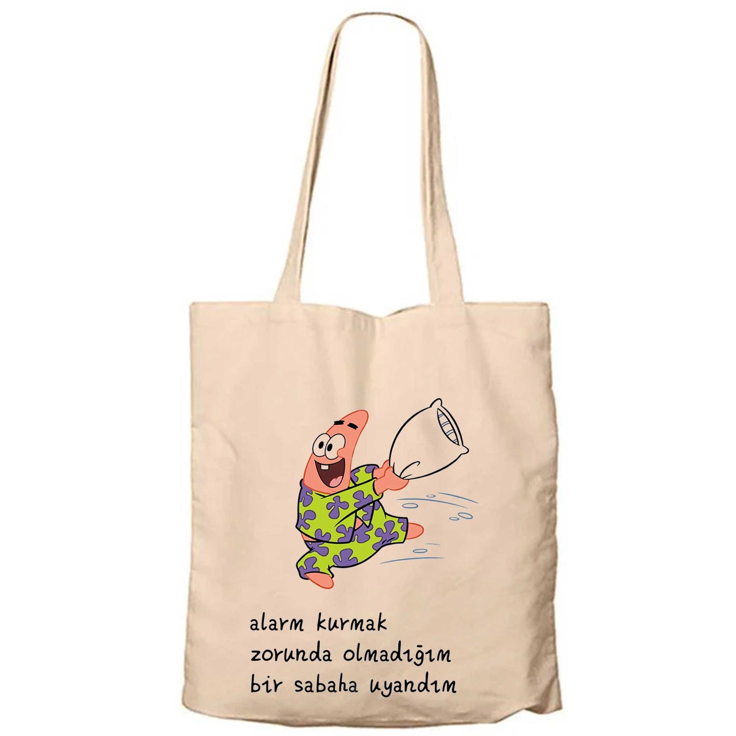Alarmsız Sabahlar Fermuarlı Bez Çanta Gabardin