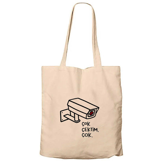 Çok Çektim Çok Fermuarlı Bez Çanta Gabardin