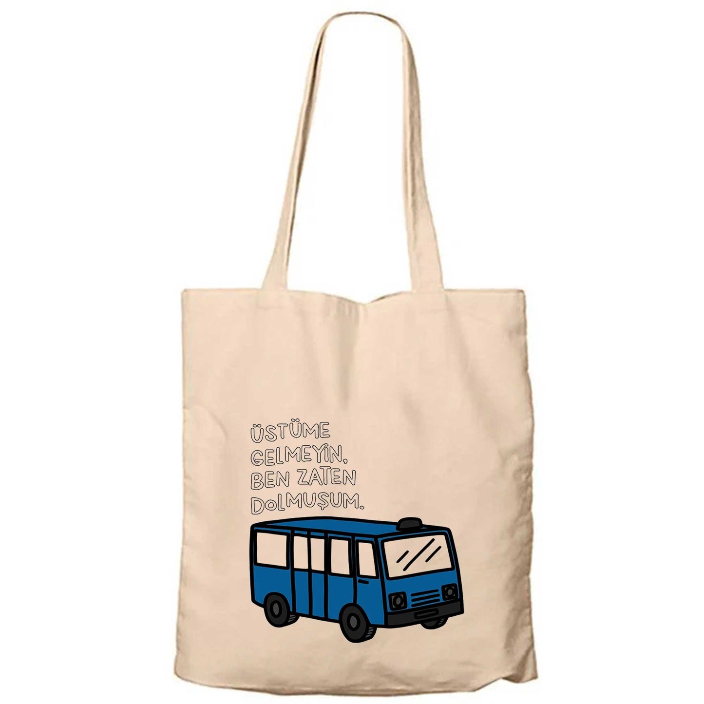 Dolmuşum Fermuarlı Bez Çanta Gabardin