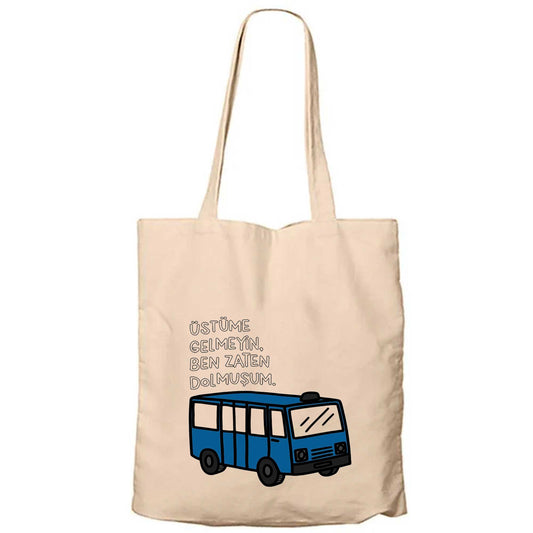 Dolmuşum Fermuarlı Bez Çanta Gabardin