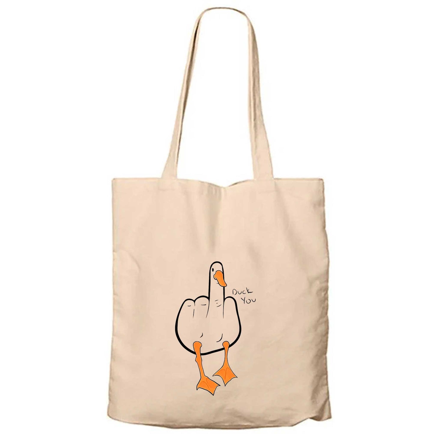 Duck You Fermuarlı Bez Çanta Gabardin