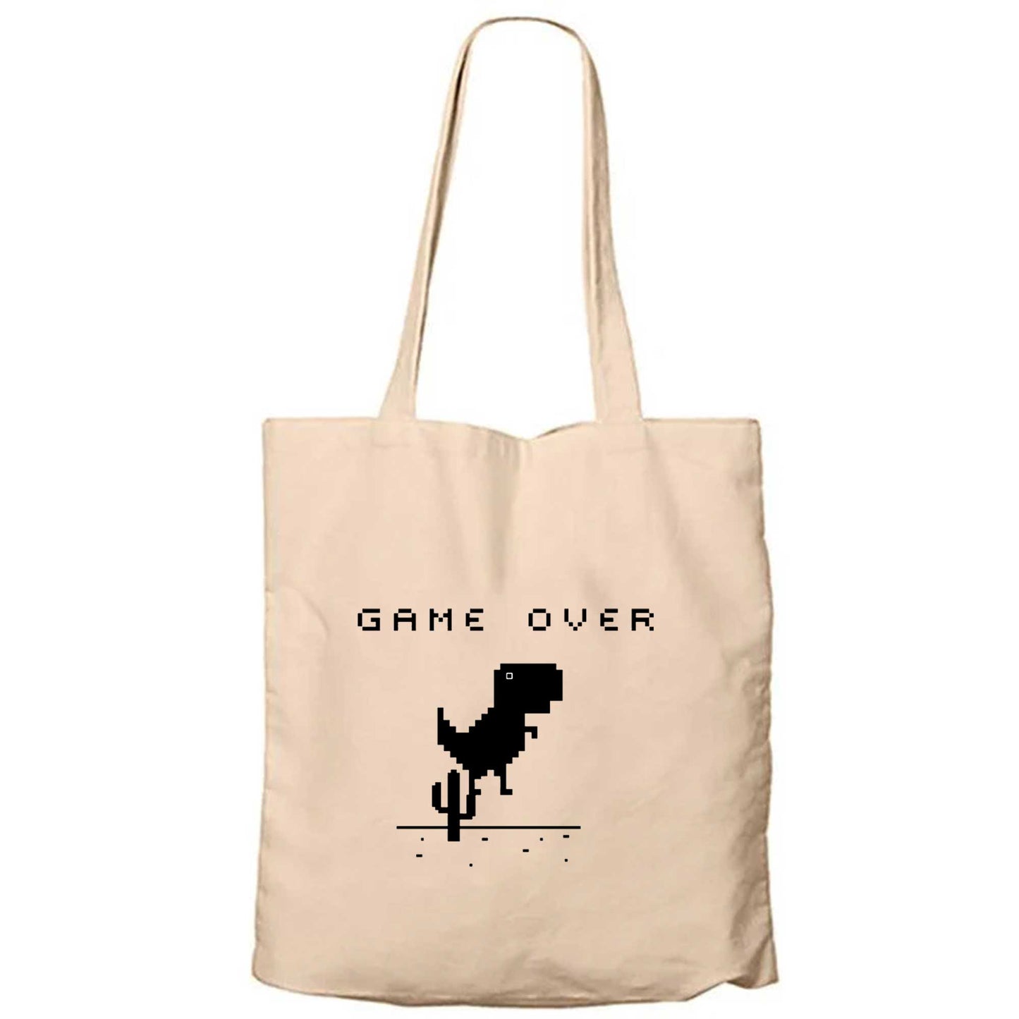 Game Over Fermuarlı Bez Çanta Gabardin