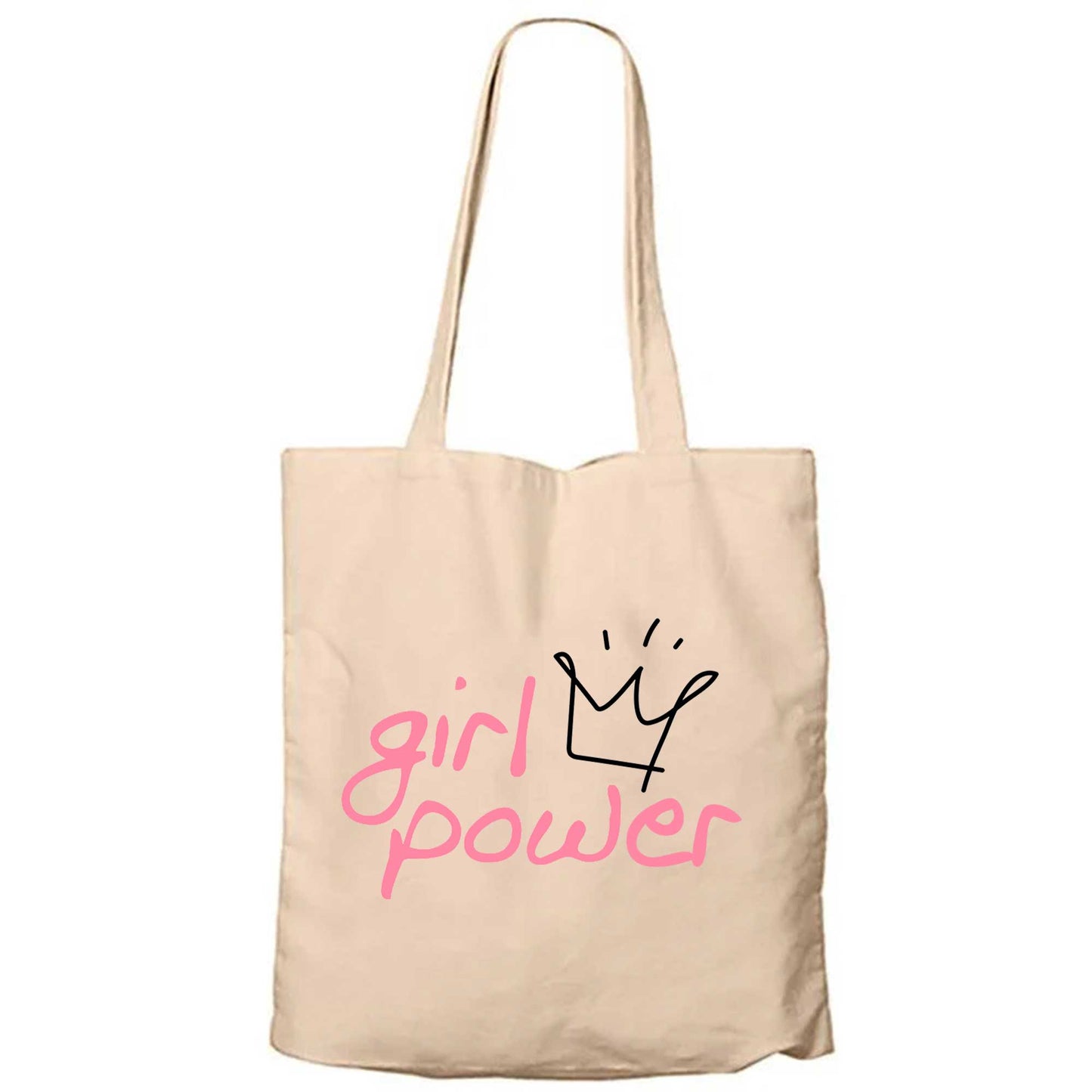 Girl Power Fermuarlı Bez Çanta Gabardin