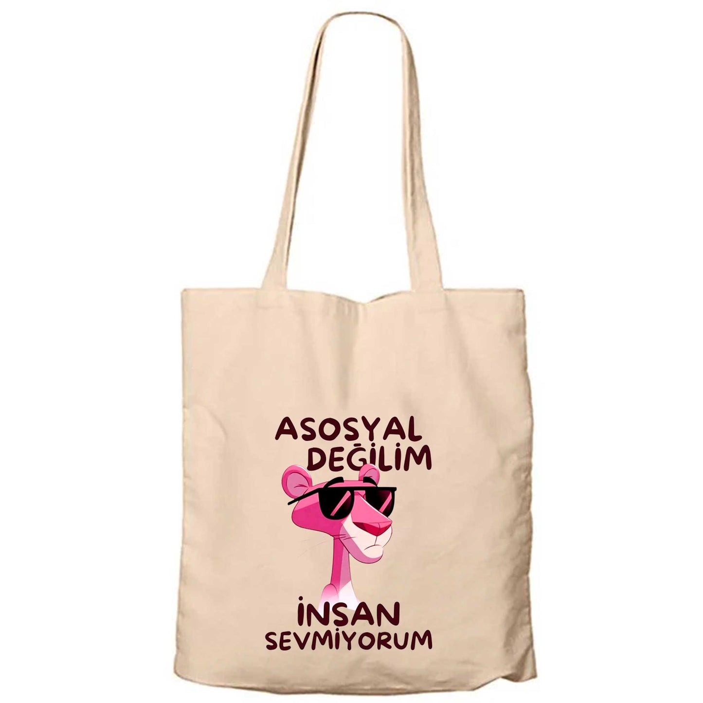 İnsan Sevmiyorum Fermuarlı Bez Çanta Gabardin