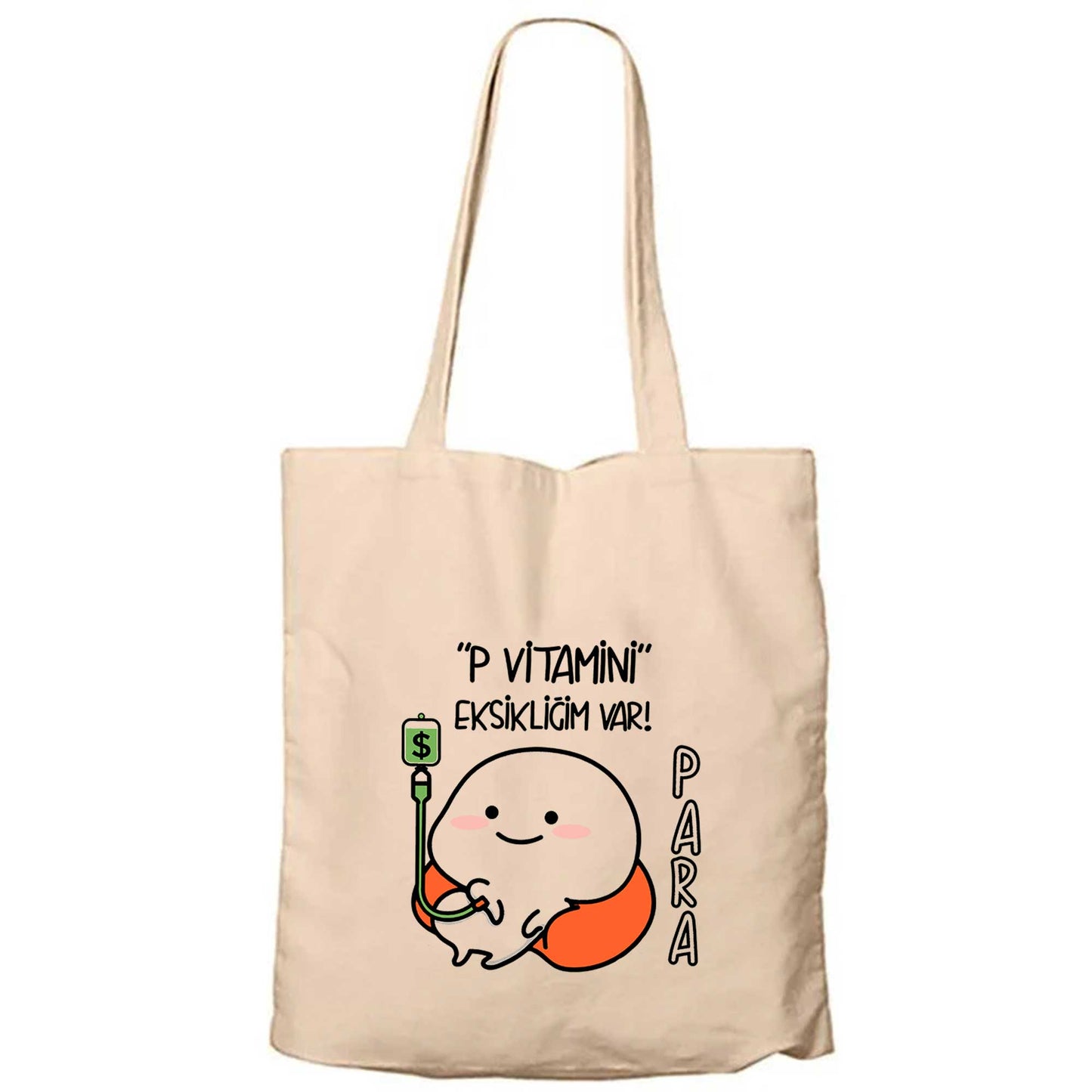 P Vitamini Eksikliği Fermuarlı Bez Çanta Gabardin