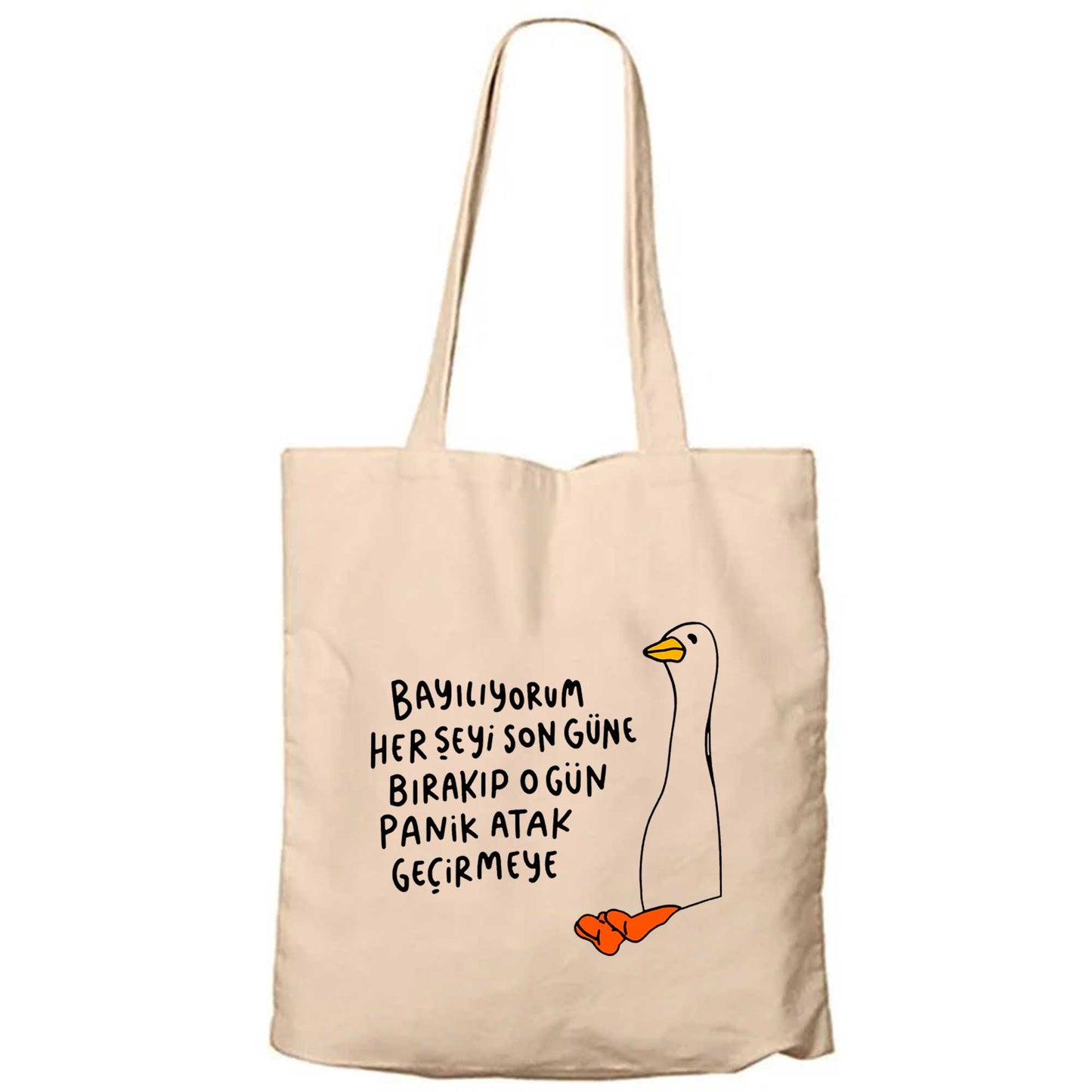 Son Gün Panik Atağı Fermuarlı Bez Çanta Gabardin