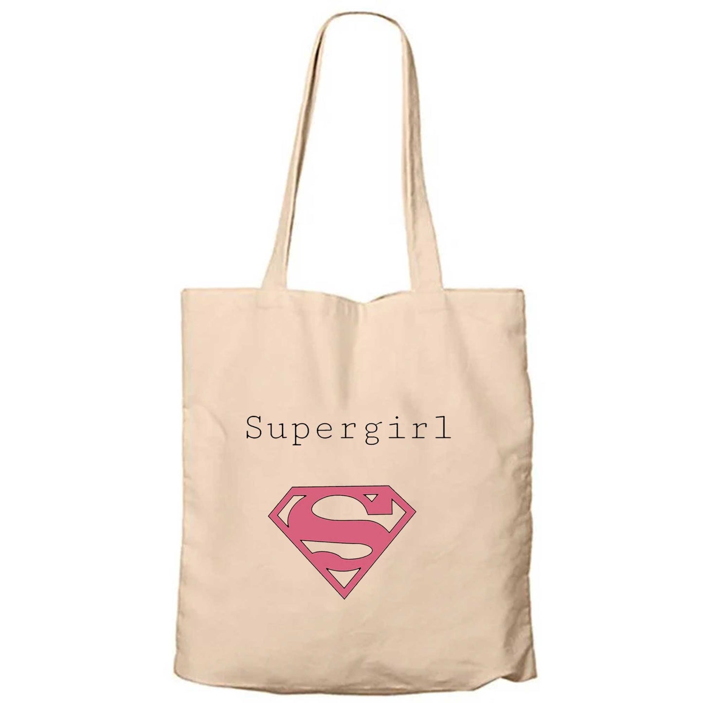 Super Girl Fermuarlı Bez Çanta Gabardin