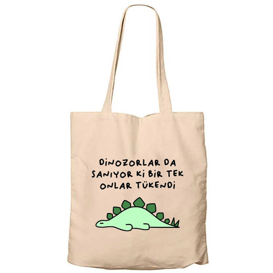 Tükenmişlik Sendromu Fermuarlı Bez Çanta Gabardin