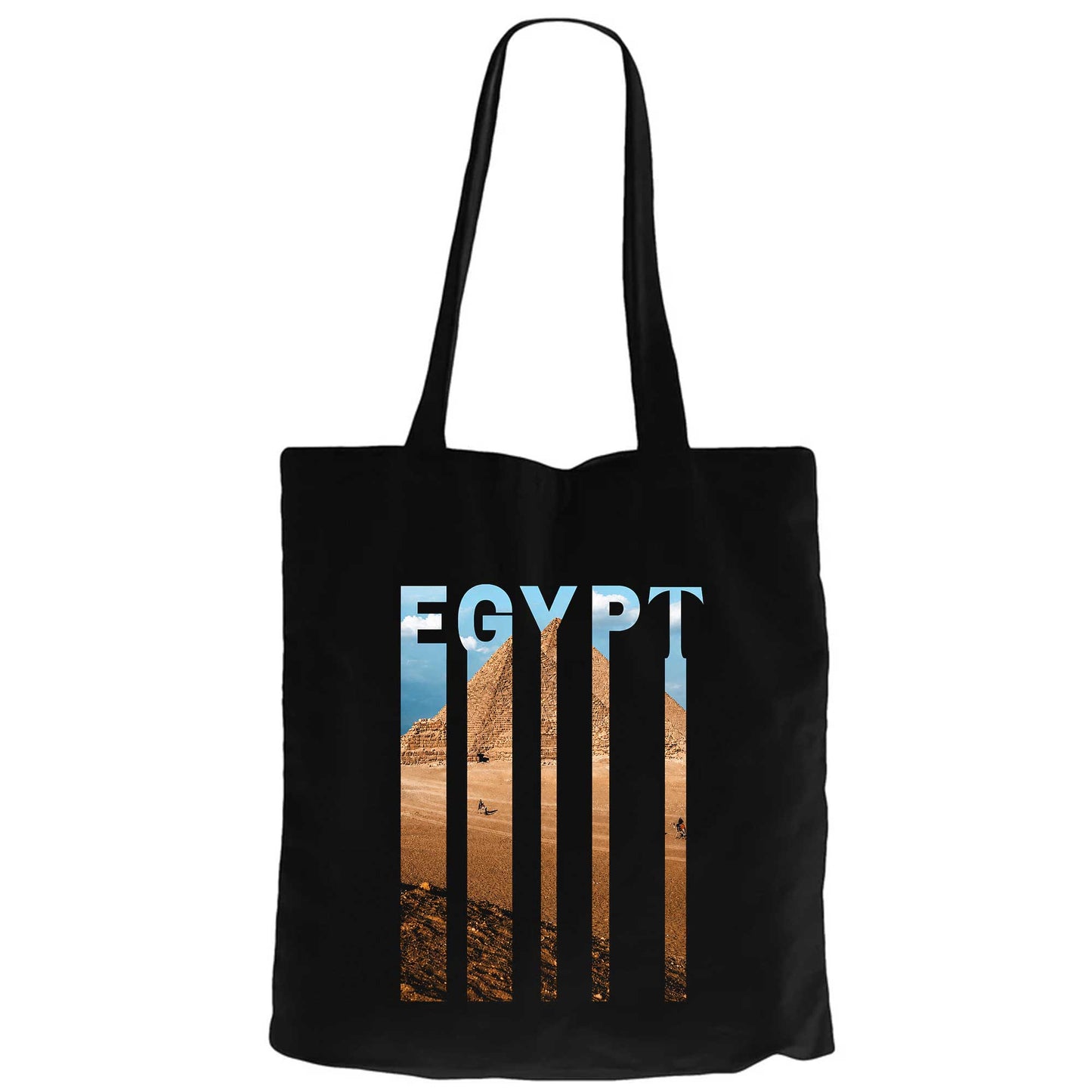 Egypt Pyramid Siyah Fermuarlı Bez Çanta Gabardin