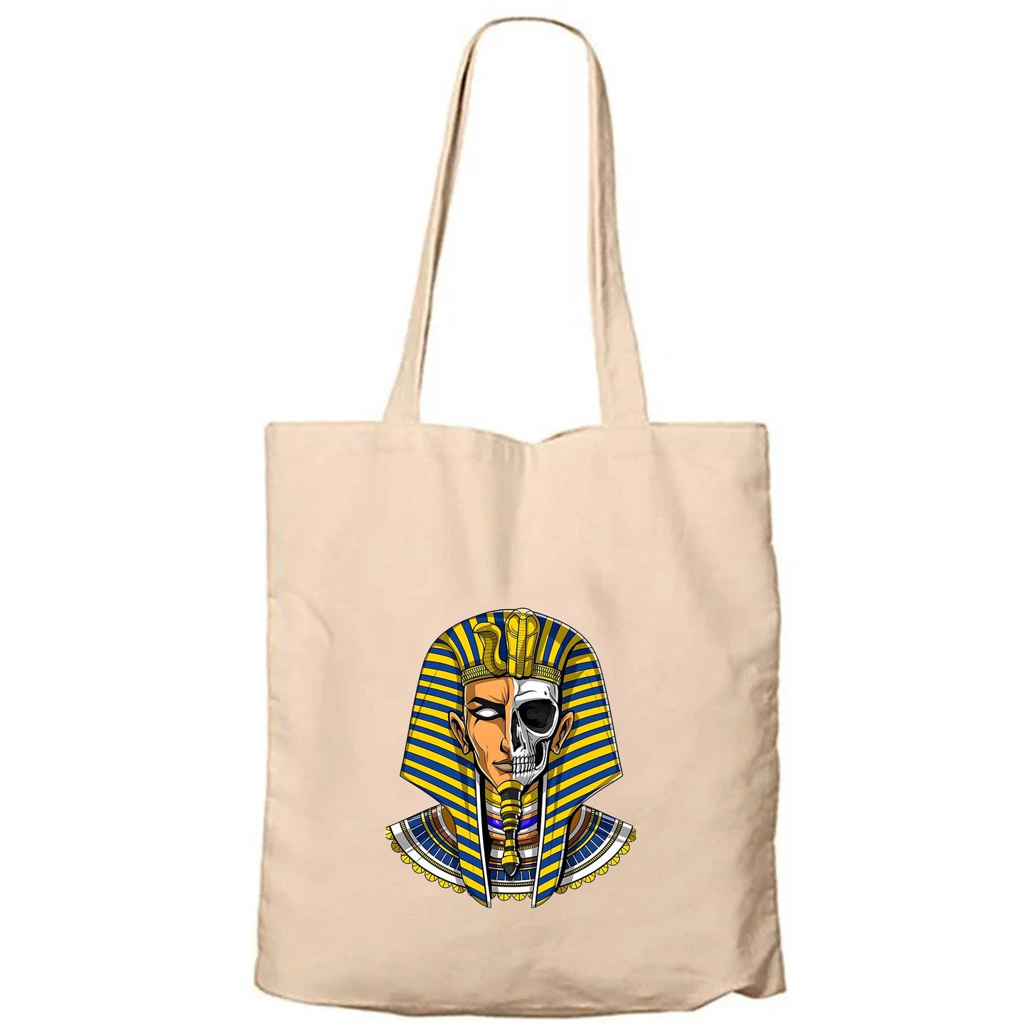 Mısır Firavun Mummy Skull Krem Fermuarlı Bez Çanta Gabardin