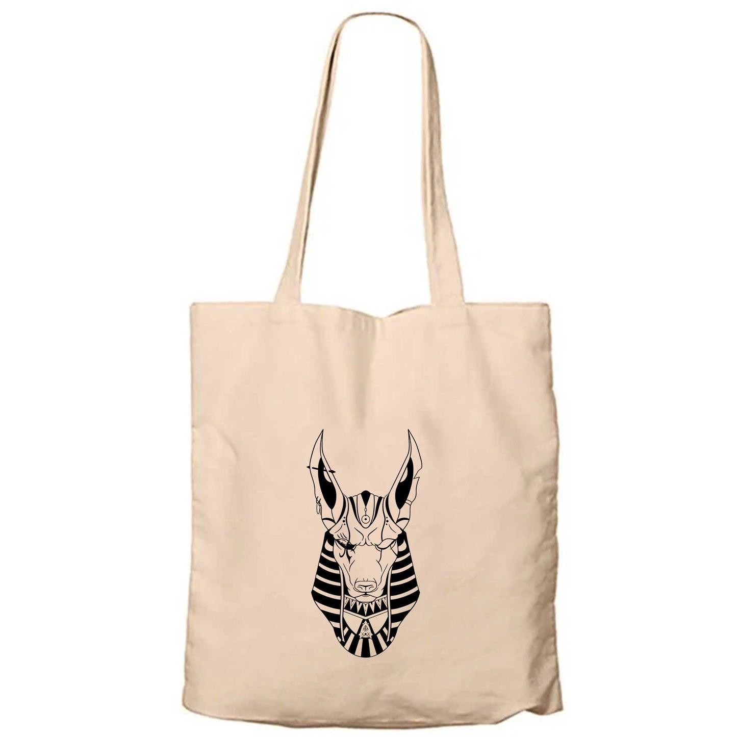 Mısır Anubis Dog Krem Fermuarlı Bez Çanta Gabardin