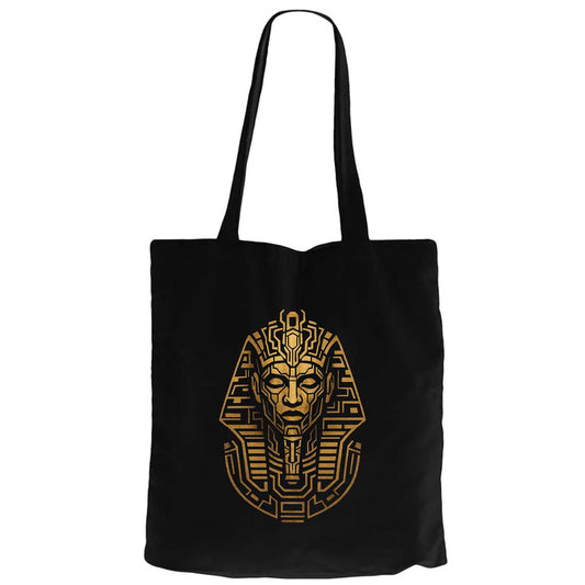 Mısır Firavun Mummy Gold Siyah Fermuarlı Bez Çanta Gabardin