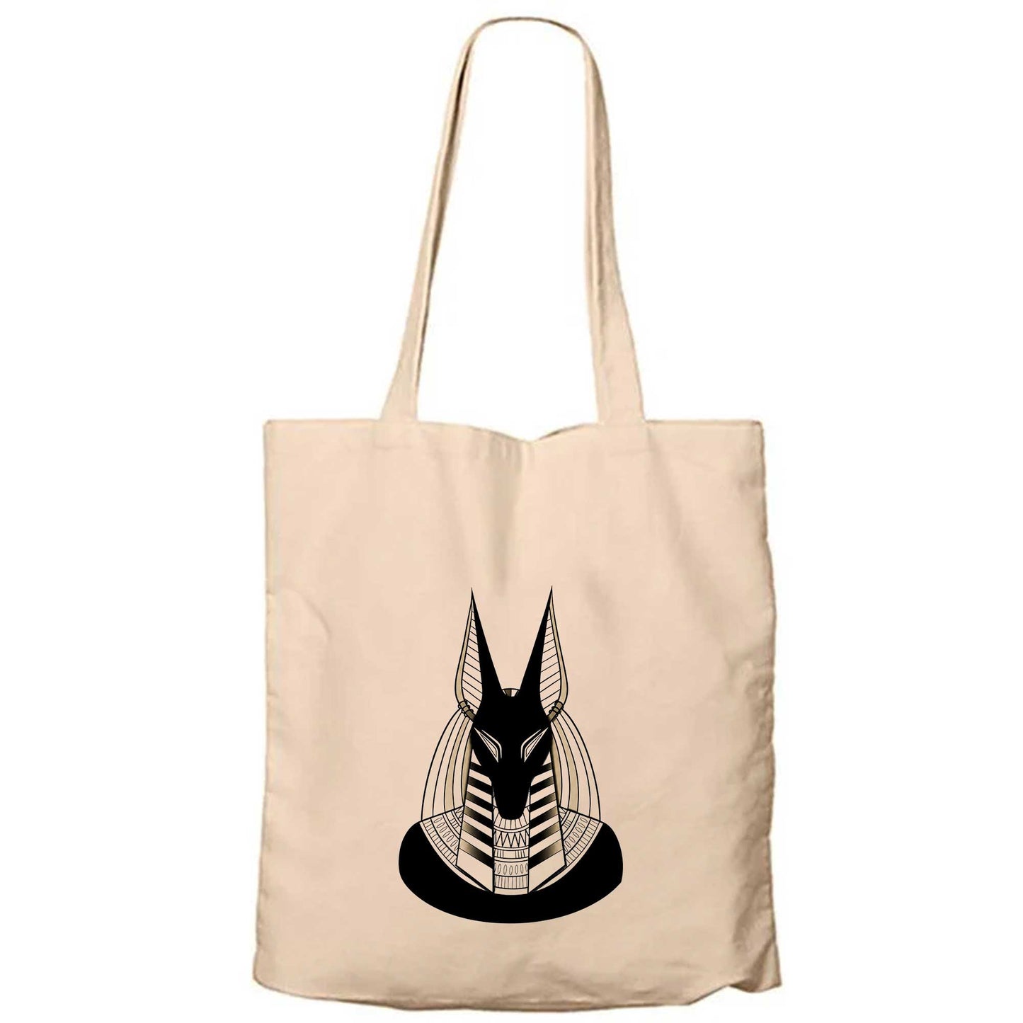Mısır Anubis Heykel Krem Fermuarlı Bez Çanta Gabardin