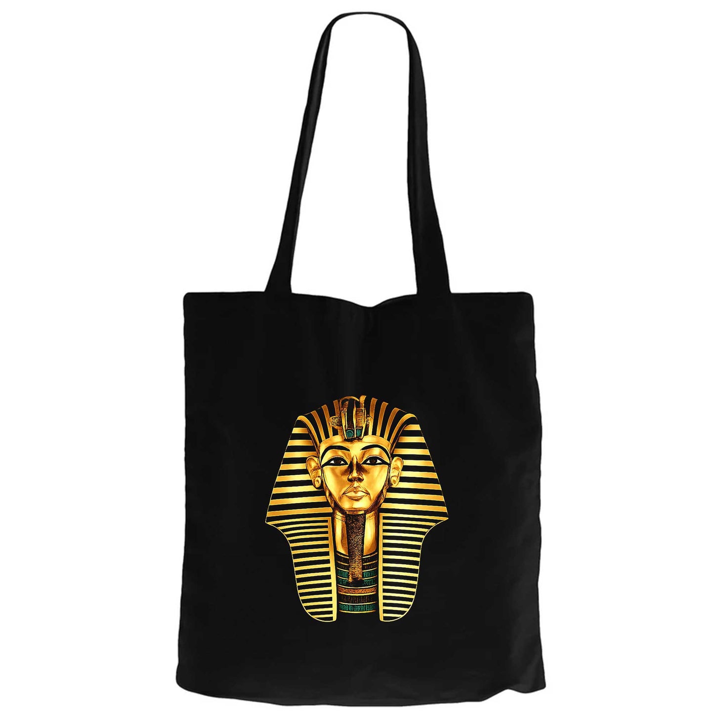 Mısır Firavun Gold Logo Siyah Fermuarlı Bez Çanta Gabardin