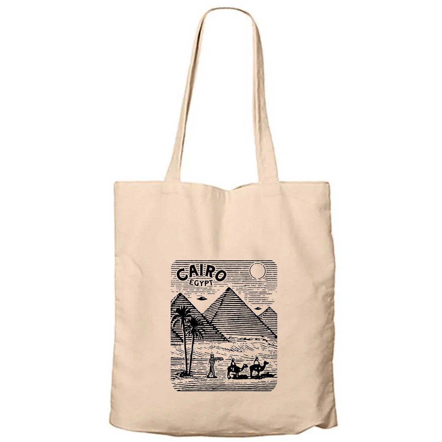 Cairo Egypt Vintage Krem Fermuarlı Bez Çanta Gabardin