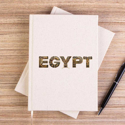 Altın Hiyeroglif Egypt Krem Çizgisiz Kanvas Defter