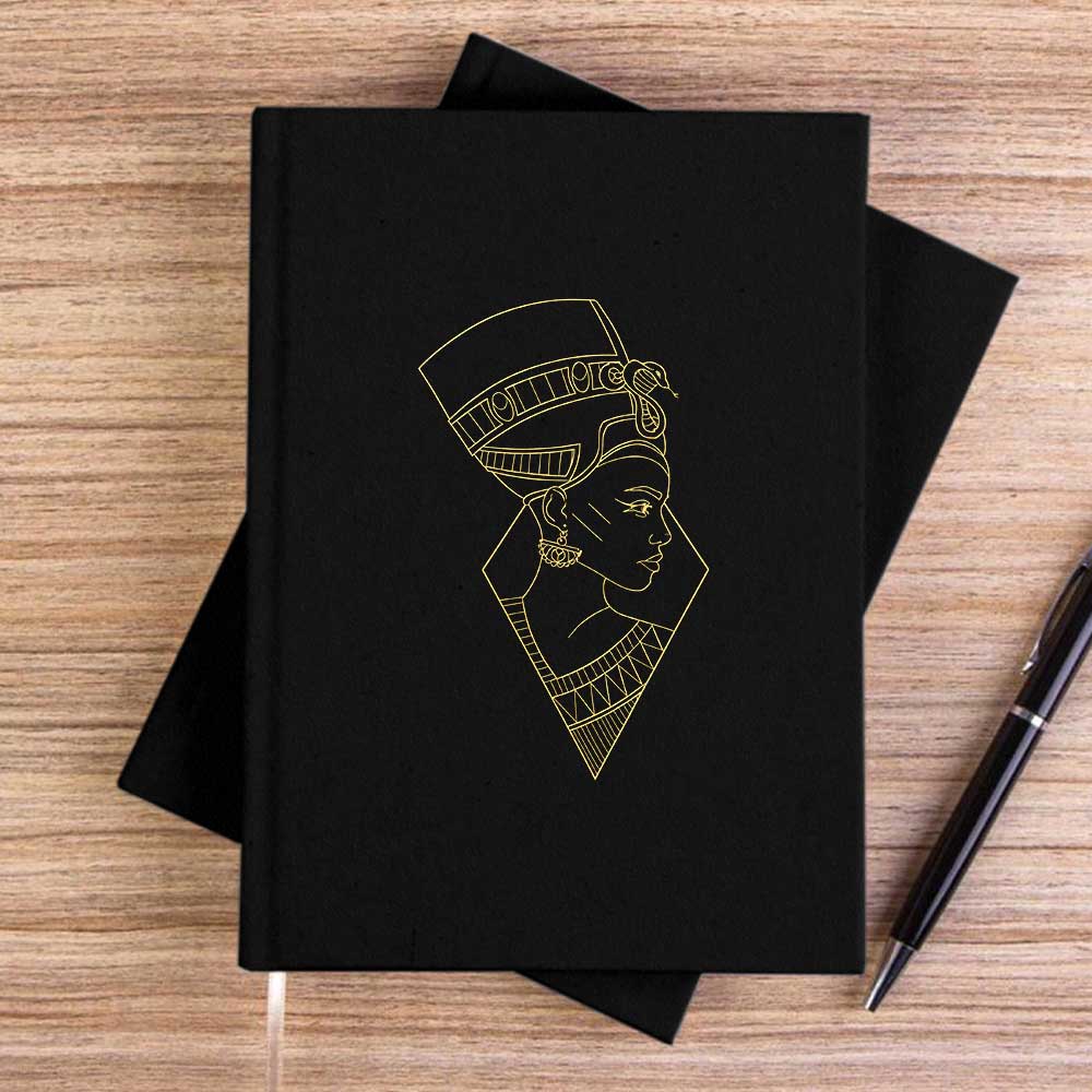 Mısır Kleopatra Siyah Çizgisiz Kanvas Defter