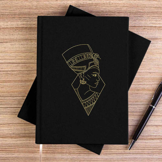 Mısır Kleopatra Siyah Çizgisiz Kanvas Defter
