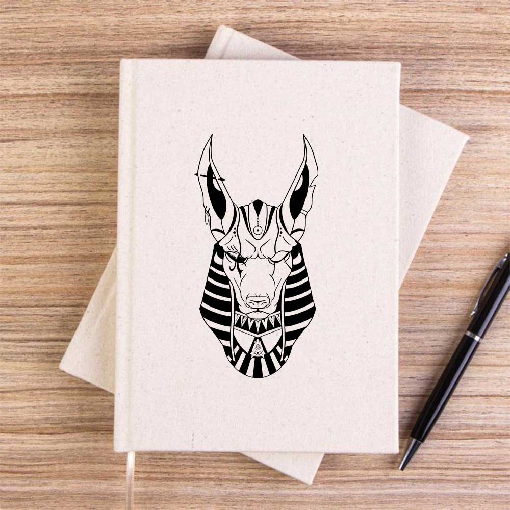 Mısır Anubis Dog Krem Çizgisiz Kanvas Defter