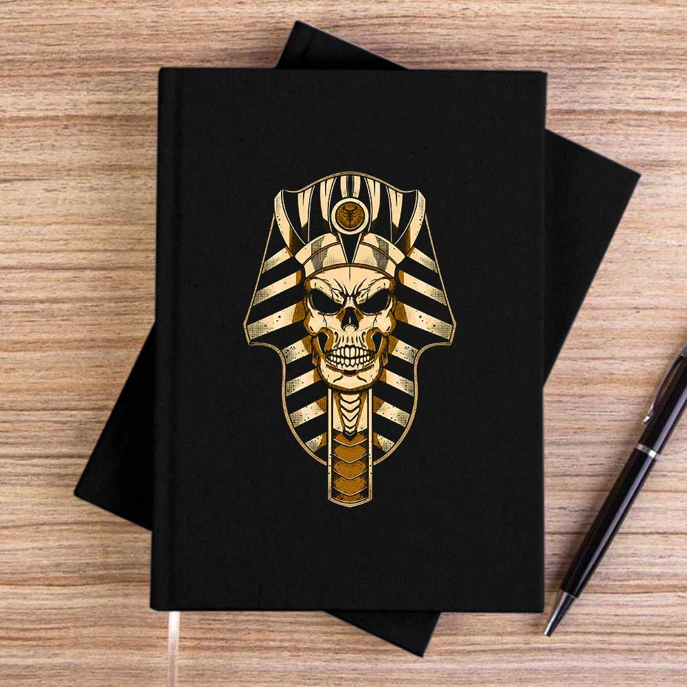 Mısır Mummy Skull Siyah Çizgisiz Kanvas Defter