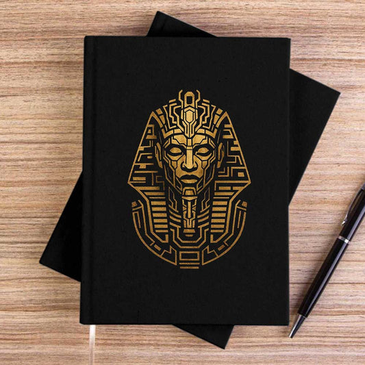Mısır Firavun Mummy Gold Siyah Çizgisiz Kanvas Defter