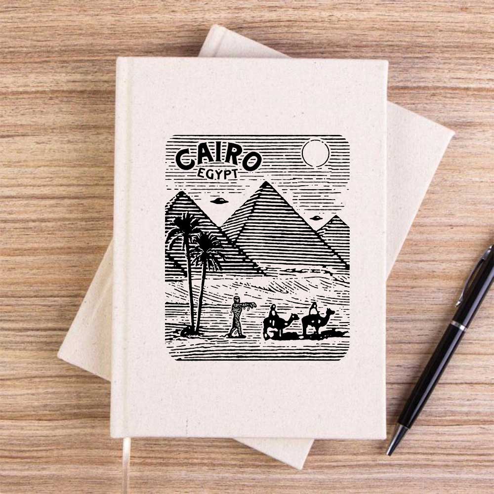 Cairo Egypt Vintage Krem Çizgisiz Kanvas Defter