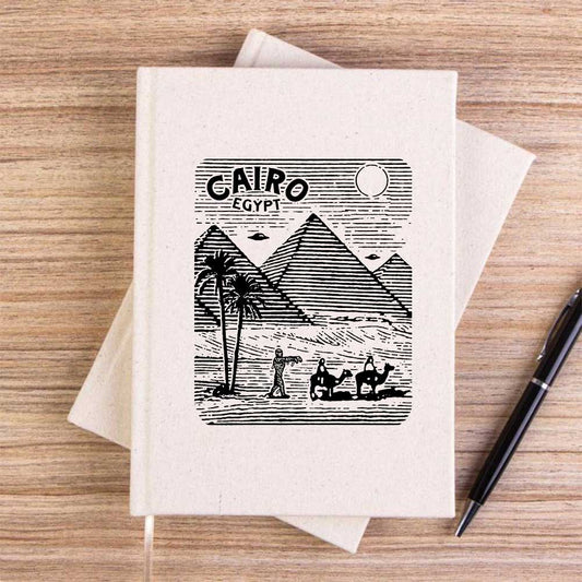 Cairo Egypt Vintage Krem Çizgisiz Kanvas Defter