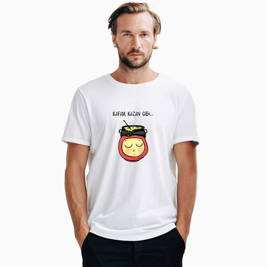 Kafam Kazan Gibi Beyaz Tişört