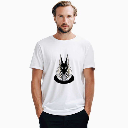 Mısır Anubis Heykel Beyaz Tişört