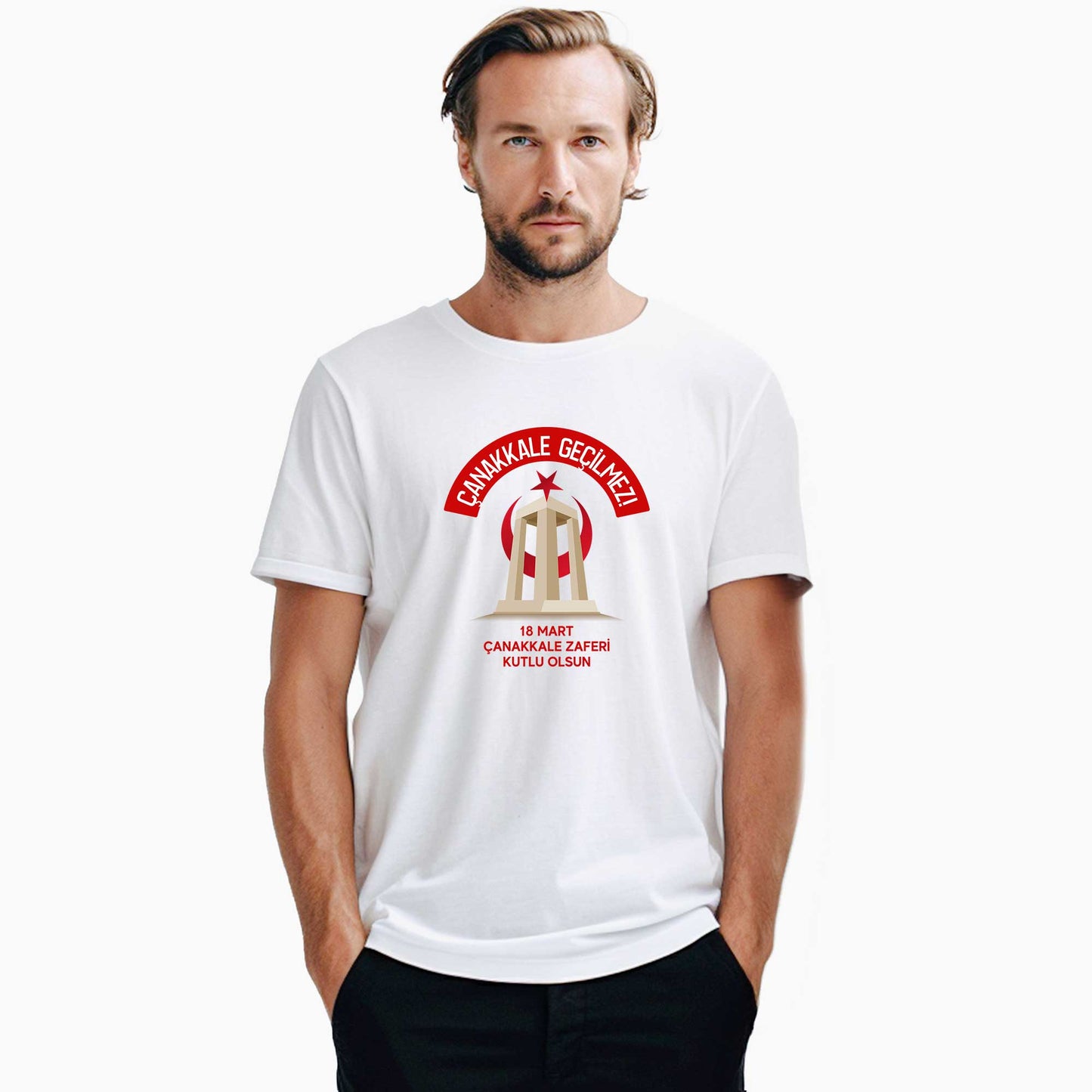 18 Mart Çanakkale Geçilmez Beyaz Tişört
