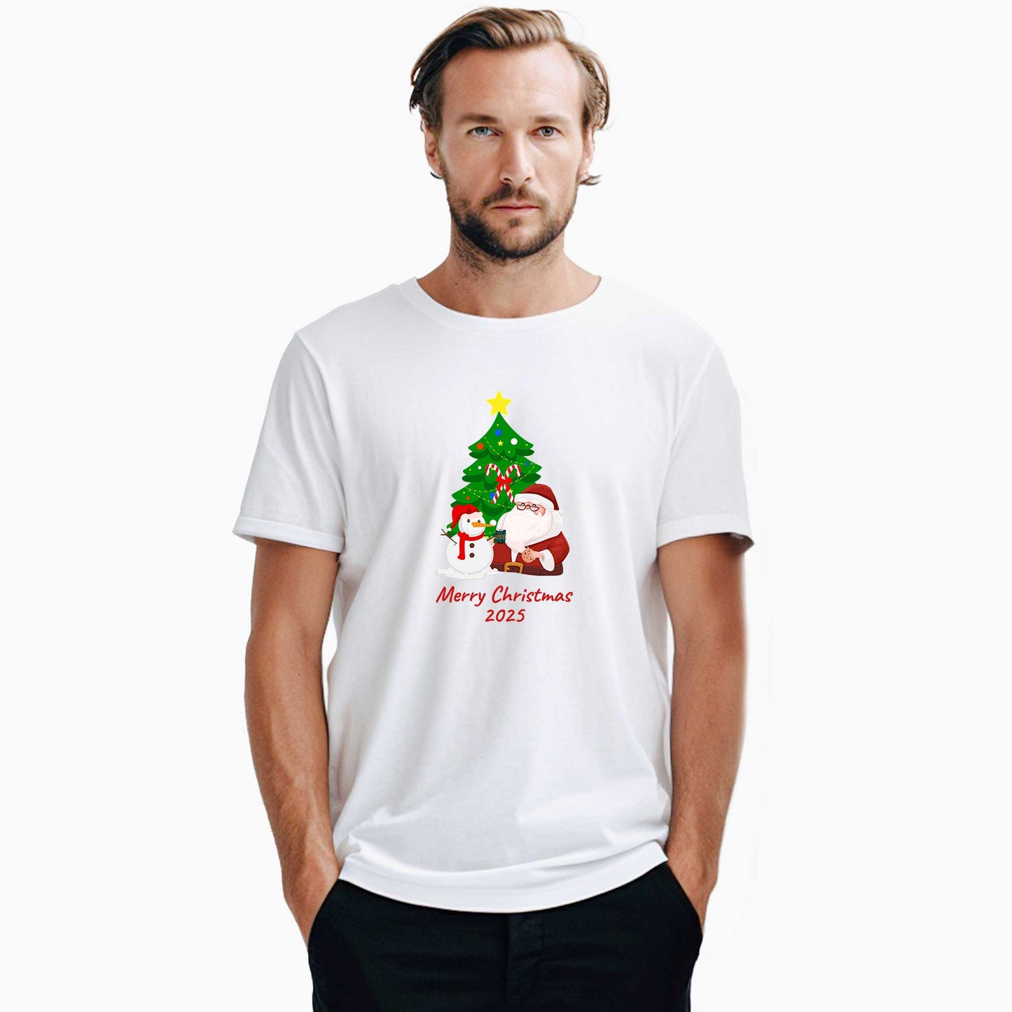 Mery Christmas Noel Ağaçı Beyaz Tişört