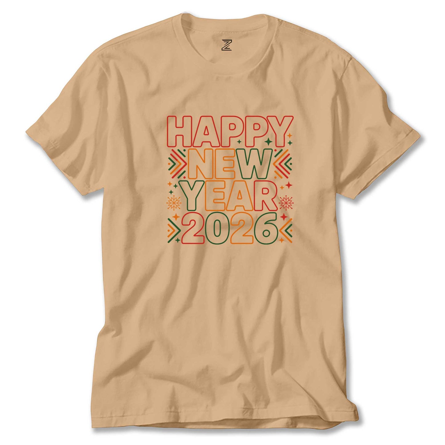 2026 Text Happy New Year Renkli Tişört